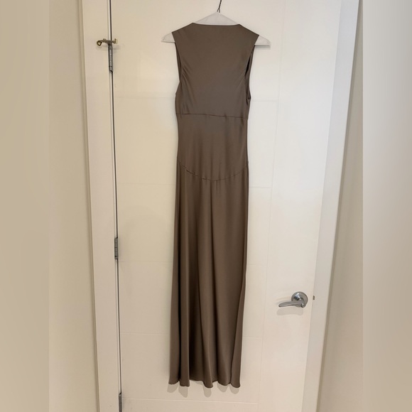 Reformation Dessa Satin Dress in taupe - Picture 6 of 6